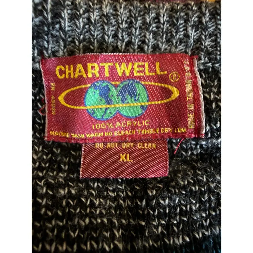 Chartwell Vintage Multicolor Knit Cardigan Sweater Men’s XL Fair Isle Button Up